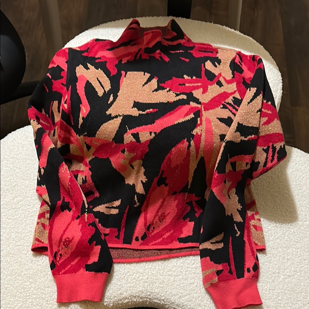 A Love Story- Floral Cowl Neck Crop Sweater